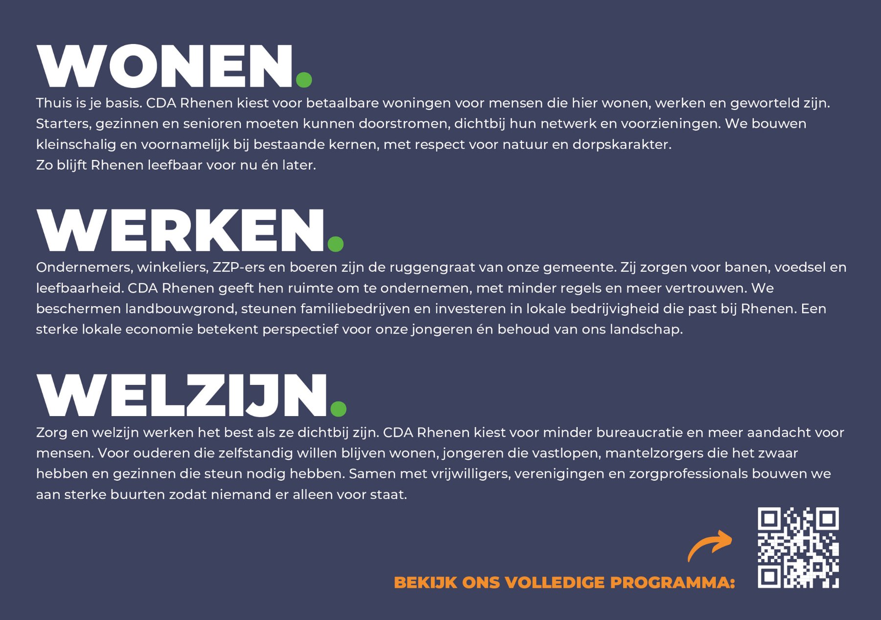Flyer met wonen, werken en welzijn