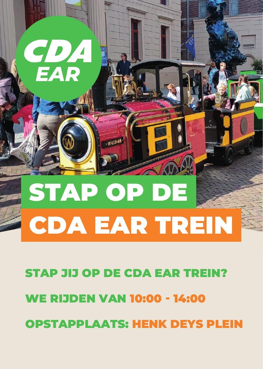 Flyer stap op de CDA EAR trein