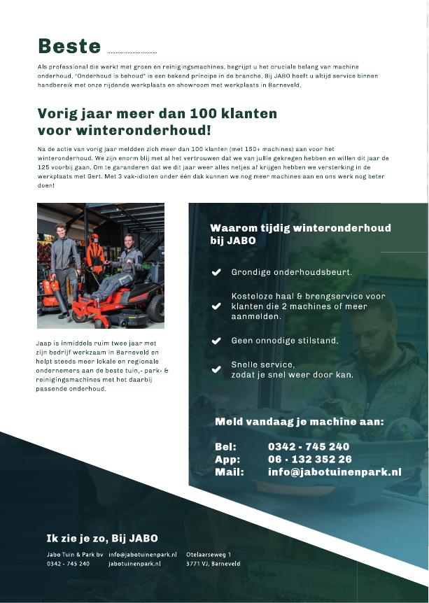 Mailing winteronderhoud robotmaaiers